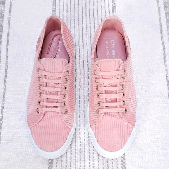 SUPERGA x SOMETHING NAVY Sneakers Pink Corduroy Womens 9 Girly Coquette Kicks - Picture 2 of 10